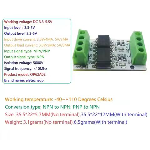 10M High-Frequency 3.3V 5V GPIO Logic Level Converter Board PNP NPN OP62A02