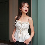 LUCA STUDIO_Clarissa top (Pre-orderส่ง 29 ก.ย.) -เสื้อสายเดี่ยวผ้าPolyester Taffeta สายไหล่ตกแต่งด้ว