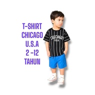 Baju Kanak-Kanak Chicago USA Unisex Saiz 2-12 Tahun Kualiti Premium