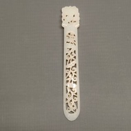 簍空如意雕花老和闐玉髮簪 – 純古董SA-068