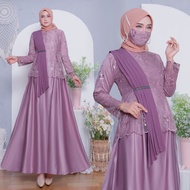 Gamis Selendang Ceruti Gamis Aida Gamis Burkat Tule/ Gamis Slendang Humaira Terbaru/ busui friendly/