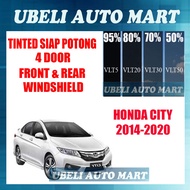 2PLY Honda City 2014-2020 4 Pintu Siap Potong Tinted UV Hitam / Siap Potong Tinted UV Hitam Kereta