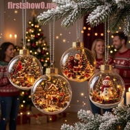 FIRSTSHOW Glowing Christmas Ball Ornament, Vintage Winter LED Warm Lights Transparent Snow Scene Bau