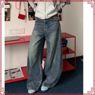 Haven Studio men's and women's wide-form curved jeans in dark blue and wash new street style