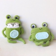 可愛原創手工鉤織青蛙耳機套蘋果無線耳機AirPods Pro保護套