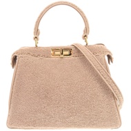 成色極佳 Fendi Peekaboo I.U 中型 8BN321 粉紅色羊毛兩用手提包 0341 [二手] FENDI