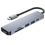 【Compatible M1 M2 Chip】 USB C HUB 6-IN-1 Type C To HDMI Adapter Splitter With TF Micro SD Card Reade