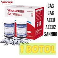Sinocare Strips Sahaja 1 Botol 25pcs Untuk Mesin Uji Kencing Manis Blood Glucose Test Strip