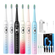 YUNCHI C2 Electric Toothbrush for Adults Sonic Rechargeable Battery Toothbrushes 8 Brush Heads 1 Tra