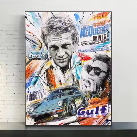 The Man Le Mans Poster Classic Movie Steve Mc Queen Canvas Painting Prints Wall Art Racing Picture F