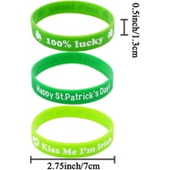 UMEELR St. Patrick's Day Shamrock Bangle Bracelets Green Irish Rubber Wristbands Bracelet for Party 