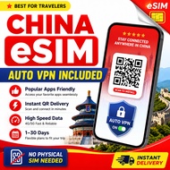 China 5G eSIM Auto VPN ⚡ Unlimited Data | 8–30 Days | Popular Apps Friendly | Instant QR