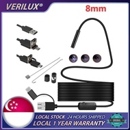 3 in 1 USB Type C Endoscope Camera 1080P Borescope Sewer Camera 8mm IP67 Waterproof Borescope LED 6.