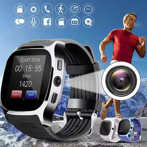Smart Watch T8 Bluetooth With Camera Support SIM TF Card Pedometer Men Women Call Sport Smartwatch F