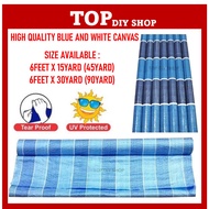 Blue White Canvas Roll PE Tarpaulin Canvas / Kanvas Plastik Biru Putih  6FT X 45FT / 6FT X 90FT