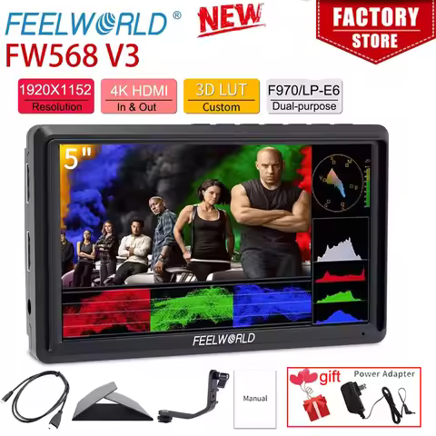 FEELWORLD FW568 V3 5.5 Inch Portable Camera DSLR Field Waveform Monitor 4K HDMI In Out Full HD 1920x
