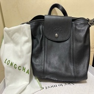 LONGCHAMP LE PLIAGE CUIR系列小羊皮後背水餃包(海軍藍)