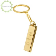 Faux 9999 Miniature Gold Tone Bar Pendant Key Chain Ring