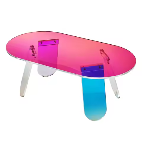 Acrylic Coffee , Iridescent Acrylic End Table, Colorful Acrylic Side 37.4 in (L) x 19.7 in (W) x 13.