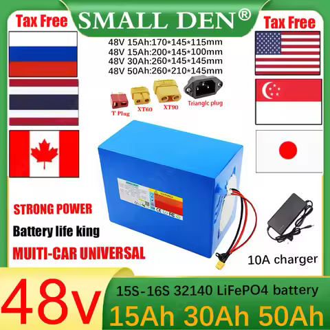 48V 15Ah 30Ah 50Ah 32140 LiFePO4 Battery Pack 16S 1P-3P 2400W High Power Suitable for Various Power 