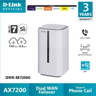 D-Link 5G NR CPE BE7200 Wi-Fi 7 Wireless 2 x 2.5 Gigabit Port with RJ 11 Vo5G/ VoLTE WiFi Router DWR