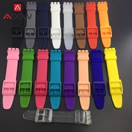 Colorful Soft Silicone Watchband for Swatch Watch 16mm 17mm 19mm 20mm Rubber Replacement Wrist Bracelet Strap Band Accessories Black