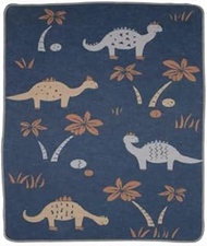 David Fussenegger Juwel Baby and Children's Blanket Dinos Velvet Blue 90 x 70 cm