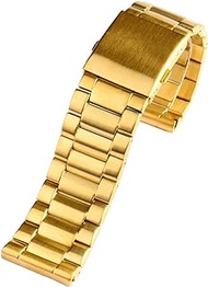 GANYUU For diesel DZ7333 DZ4344 Watch large dial Men metal stainless steel watch band gold strap 24MM 26MM 28MM Bracelet (Color : Golden A, Size : 26mm)