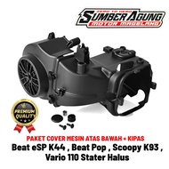 MESIN Upper and Lower Engine Cover + Fan BEAT FI Pop Scoopy K93 Vario 110 Smooth Starter MKM