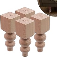 Chinflly Wooden Furniture Legs,5.9 Inch Height Unfinished Wood Furniture Legs European Style Solid W