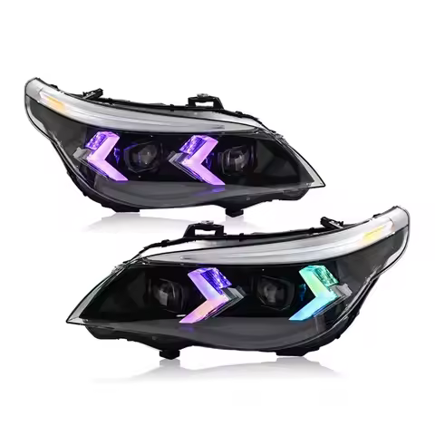 Auto Lamp Modified for BM-W 3 Series E60 with RGB LED Headlights Assembly 2004-2007 Halogen lights X
