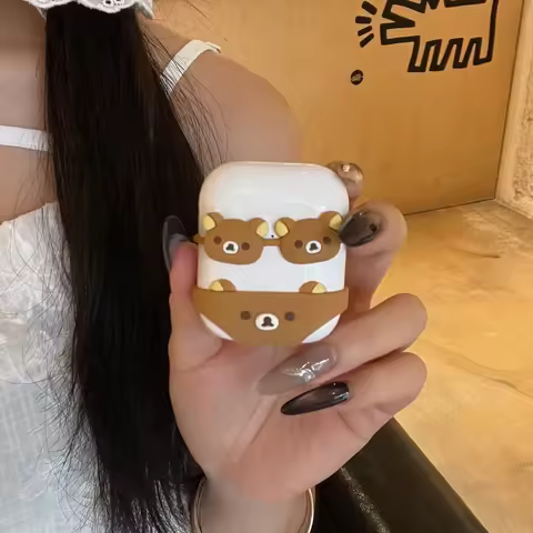 3D Cute Cartoon Bikini Rilakkuma Silicone Case for AirPods 1/2/3/4 Pro 2 - Protective Earphone Cover
