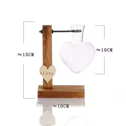 Glass Vase with Wooden Stand, It Will Be More Beautiful and Eye-Catchy If You Put Some Cobbles Into 