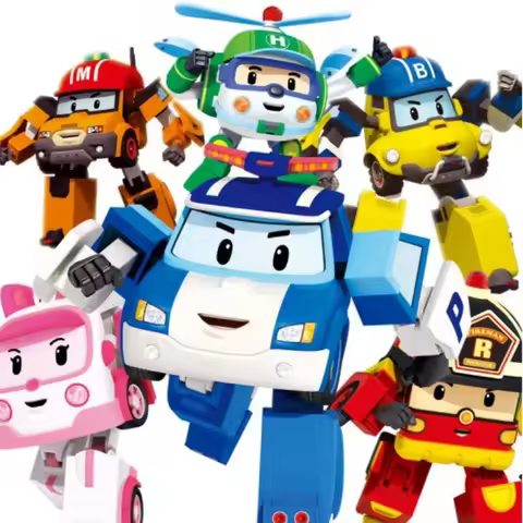 Cartoon Anime Action Figures Robocar Poli Ambe Roy Helly Transformation Robot Car Assembly Puzzle To