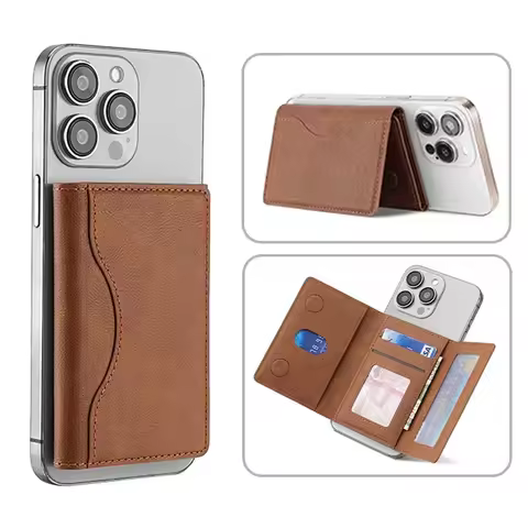 Magsafe Phone Credit ID Card Holders Wallets Men Women PU Leather Magnetic Trifold CardHolder Purse