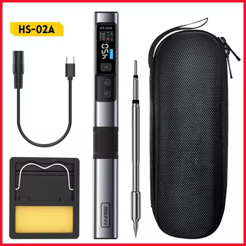 FNIRSI HS-02A 100W Portable Soldering Iron Kit 6 Pcs Soldering Iron Tips Smart Digital Soldering Iro