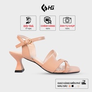 HG Fashion Women's High Heels 5cm Square Toe Soft Leather High Quality Cross Straps | HG10325