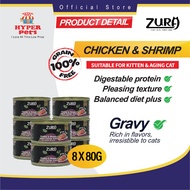 ZURA. CAT.  CAN GRAVY & JELLY. 80g. Best Buy. (8 x 80G)