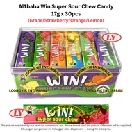 *Halal* Al1baba Win Super Sour Chew Candy 17g x 30pcs (Grape/Strawberry/Orange/Lemon) Loongyik99