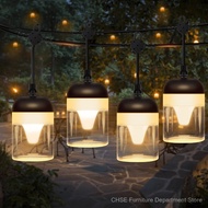 String Patio Lights 50Ft Outdoor String Lights for Yard Porch Lights 15 Hanging LED Bulbs Plastic Wa