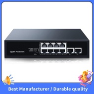【NEW】8 Port Gigabit POE Switch 2 Port 1000M Uplink Networking Switcher Hub Internet Splitter Plug & 