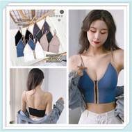 Video Inside LUYI Croptop For Woman Bralette Knitted Top Tube Bra Sexy Tops White Crop Top Ladies Brief Tank White Bra Front Zipper Women's Clothing