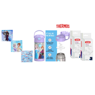 迪士尼魔雪奇緣 - 日本 Frozen 手巾 + 美國 Thermos 不鏽鋼真空兒童保溫吸管水壺 + 吸管替換配件 (4 件裝)套裝