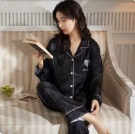 ONE - 春秋涼感冰絲長袖睡衣套裝【沈魚落雁】【M-2XL碼】【下單後聯系客服確認尺碼】#F078032493