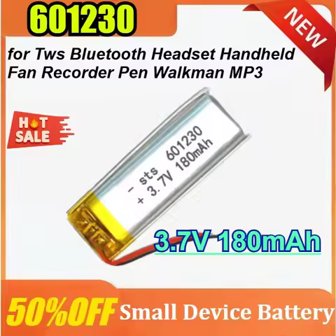 601230 180mAh 3.7V Rechargeable Li Ion Battery Polymer Lithium for Tws Bluetooth Headset Handheld Fa