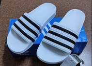 adidas Originals adilette 白色與黑色拖鞋，UK6/US6/24.5cm