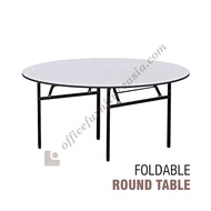 4ft/5ft/6ft Round Folding Banquet Table Meja Bulat Lipat Portable Dining Table Space Saving