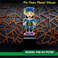 souvenir plakat wisuda tk/paud/sd/smp akrilik kayu model pw02 - putri akrilik 2mm