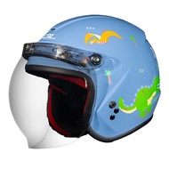 SOL SO-9K SO9K Safety Helmet Dinosaur Island Blue/Green Half Cover 3/4 Children Hat