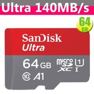 SanDisk 64GB 64G microSDXC Ultra 【140MB 】microSD C10 A1 記憶卡